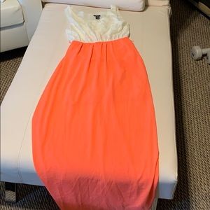 White and coral dress
